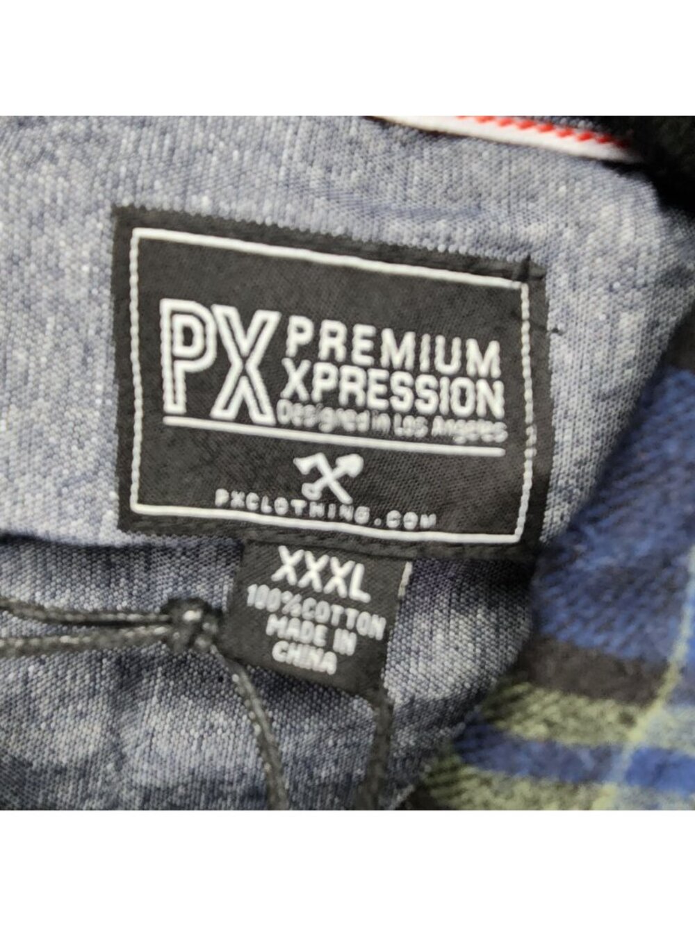 PX Shirt Mens XXXL Blue Plaid Flannel Long Sleeve Button Up *NWT* - Picture 2 of 10